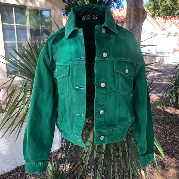Topshop Green Denim Jacket 
